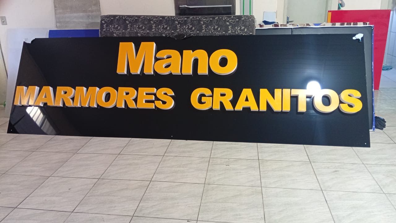 Mano Mármores e Granitos - Letras Caixa em ACM por Fenix Comunicação Visual